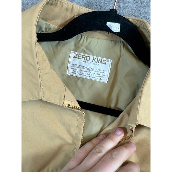 VINTAGE 70s Zero King Swing Jacket Men Size 40 Tan Full Zip USA Workwear Outdoor - Picture 7 of 7